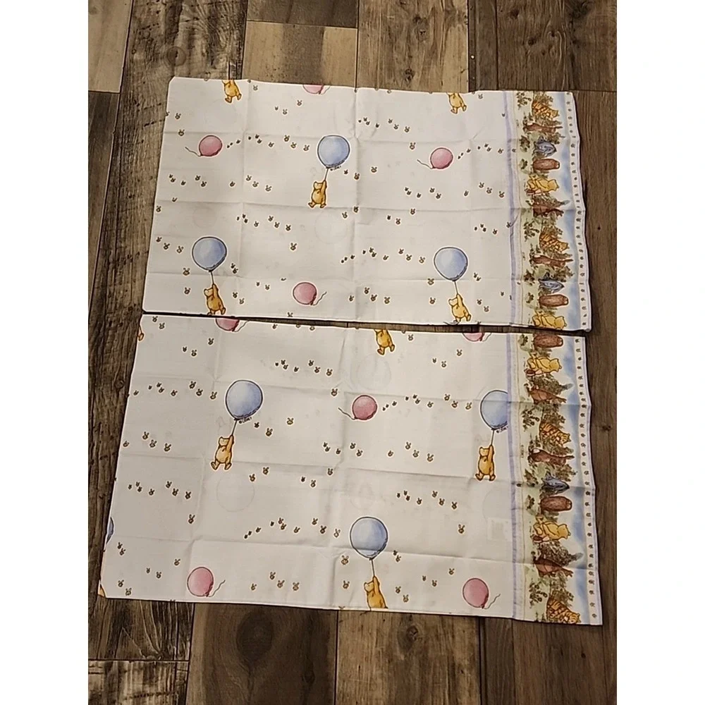 Vtg Winnie The Pooh Pillowcase Pillow Set Classic Balloon Balloons Honey 1998 EC